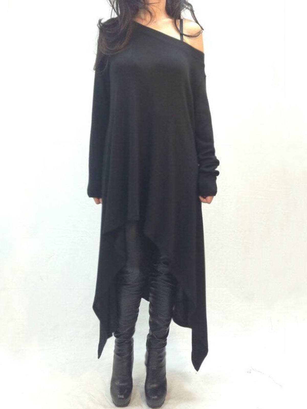 Black Off Shoulder T-Shirt