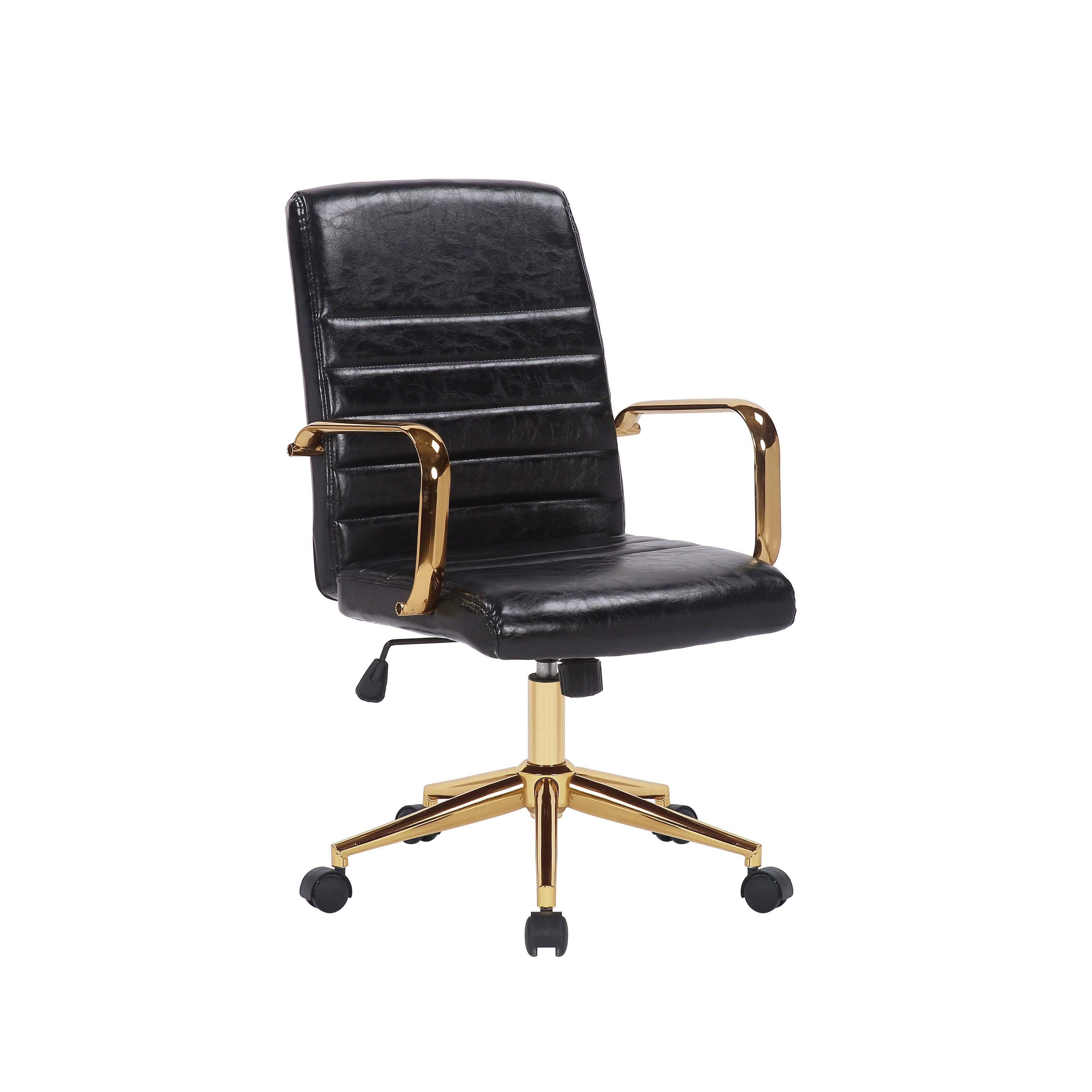 Porthos Home Franco Swivel Office Chair, PU Leather, Roller Wheels - Black