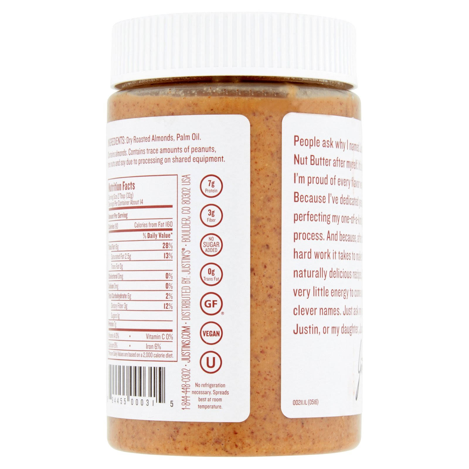 Justin&s Classic Almond Butter, 16 oz, 6 Pack