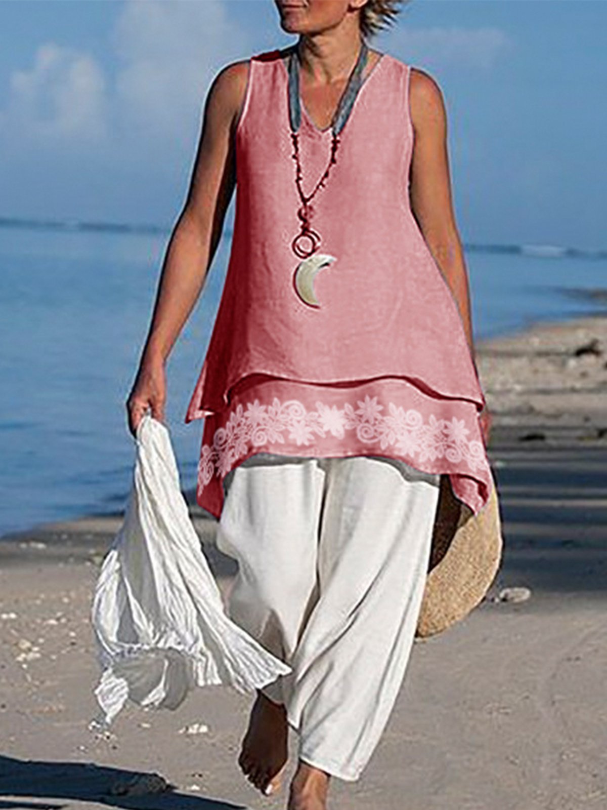 Asymmetrical Sleeveless Linen Shirts