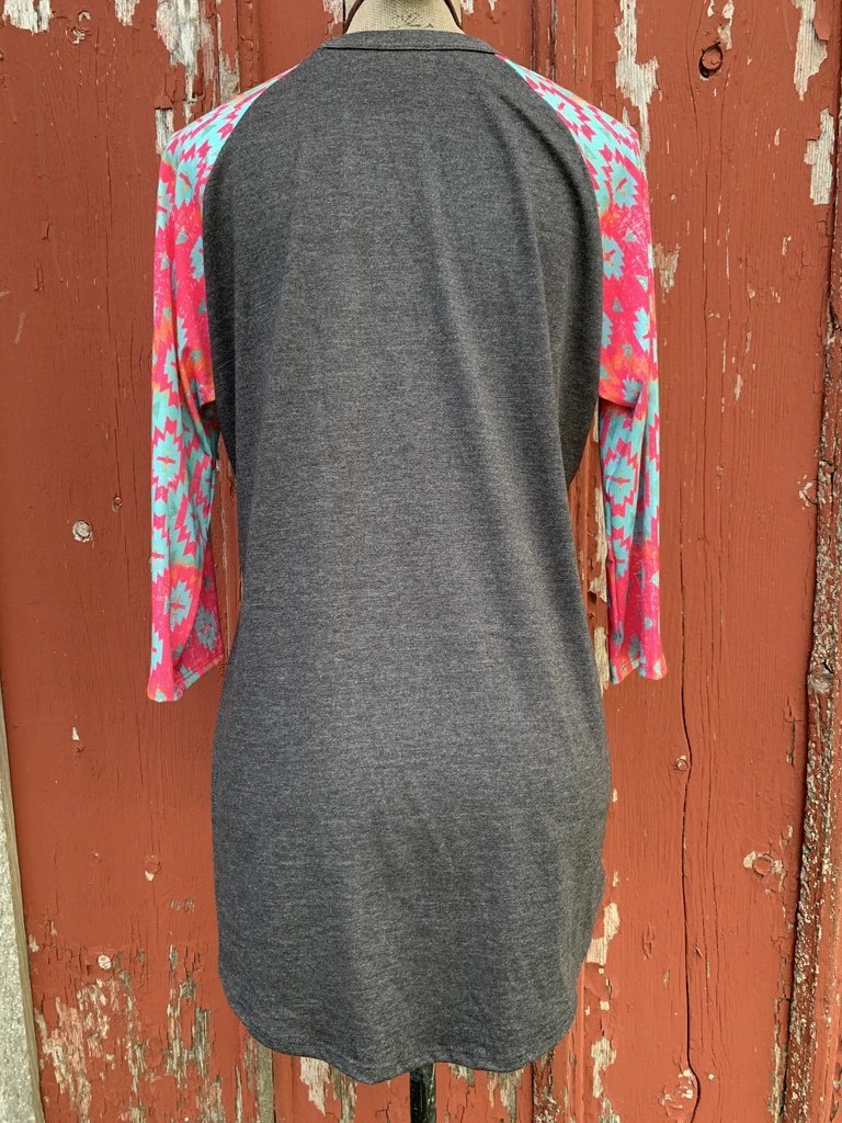 Gray Striped Casual Crew Neck Shirts & Tops