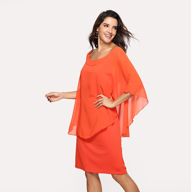 Summer Casual Round Neck Layer Plain Dress