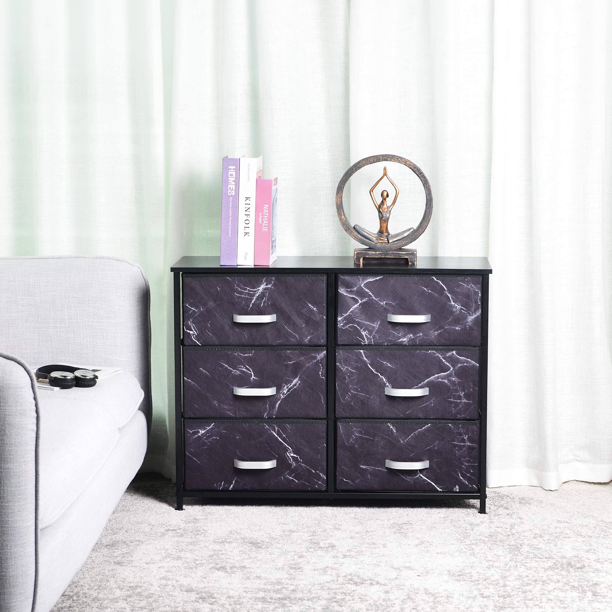 6-Drawers Kids Double Dresser Storage Organizer Unit - Marbling