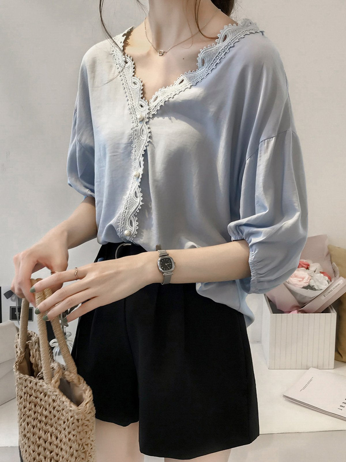 Cotton V Neck Shirts & Tops