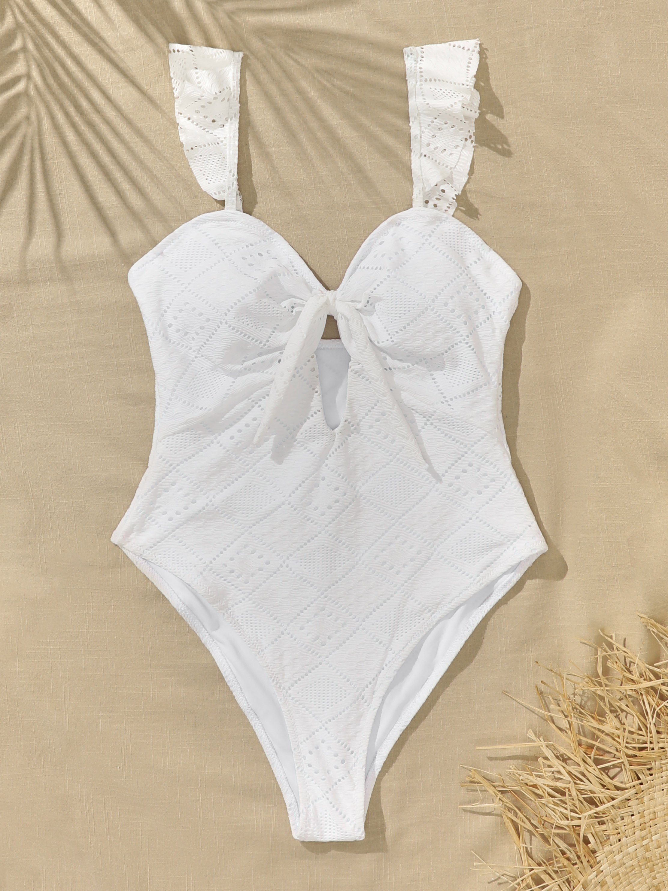 Solid Bowknot One-Piece Swimwear