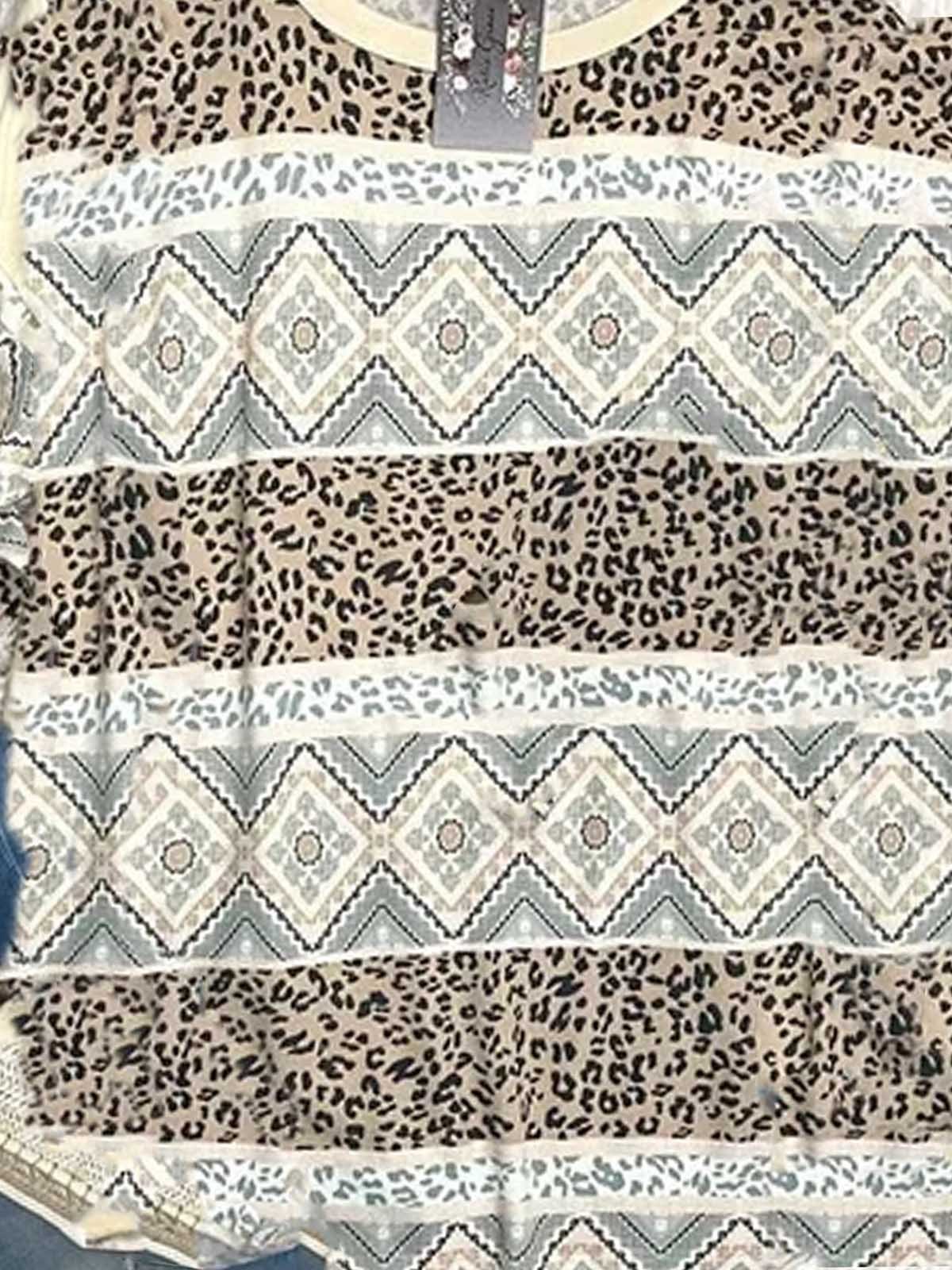 Geometric Shift Cotton-Blend Short Sleeve Shirts & Tops