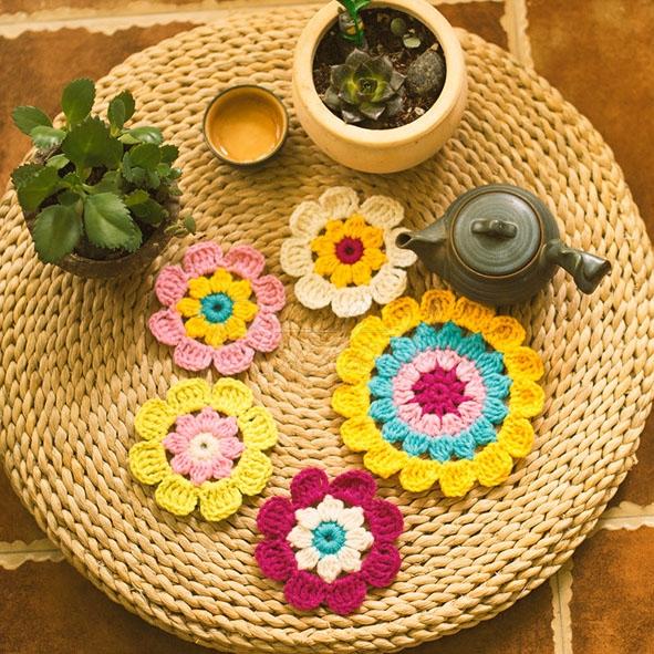 Hand Hook Flower Coaster Eight-piece Set