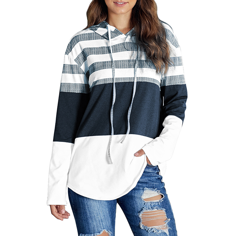 2020 New Style Custom Autumn Speak to Me Color Block Print Drawstring Hoodie For Women