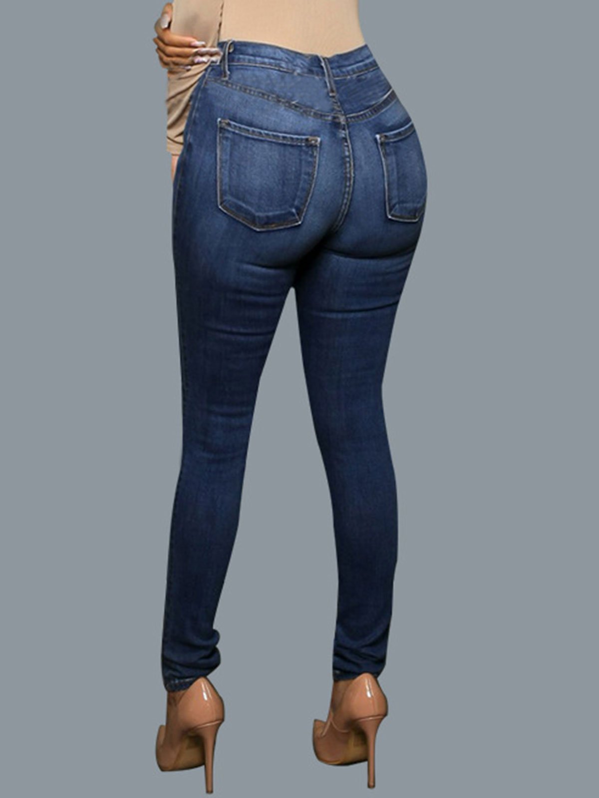 Deep Blue Hole Pocket Jeans