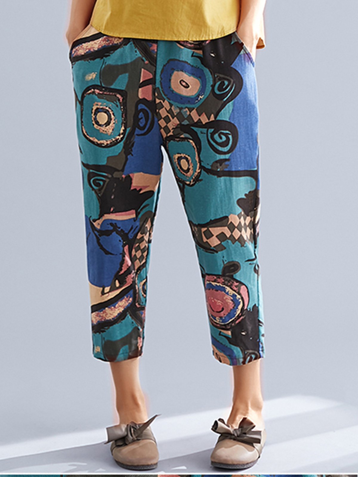 Plus Size Women Multicolor Casual Pants