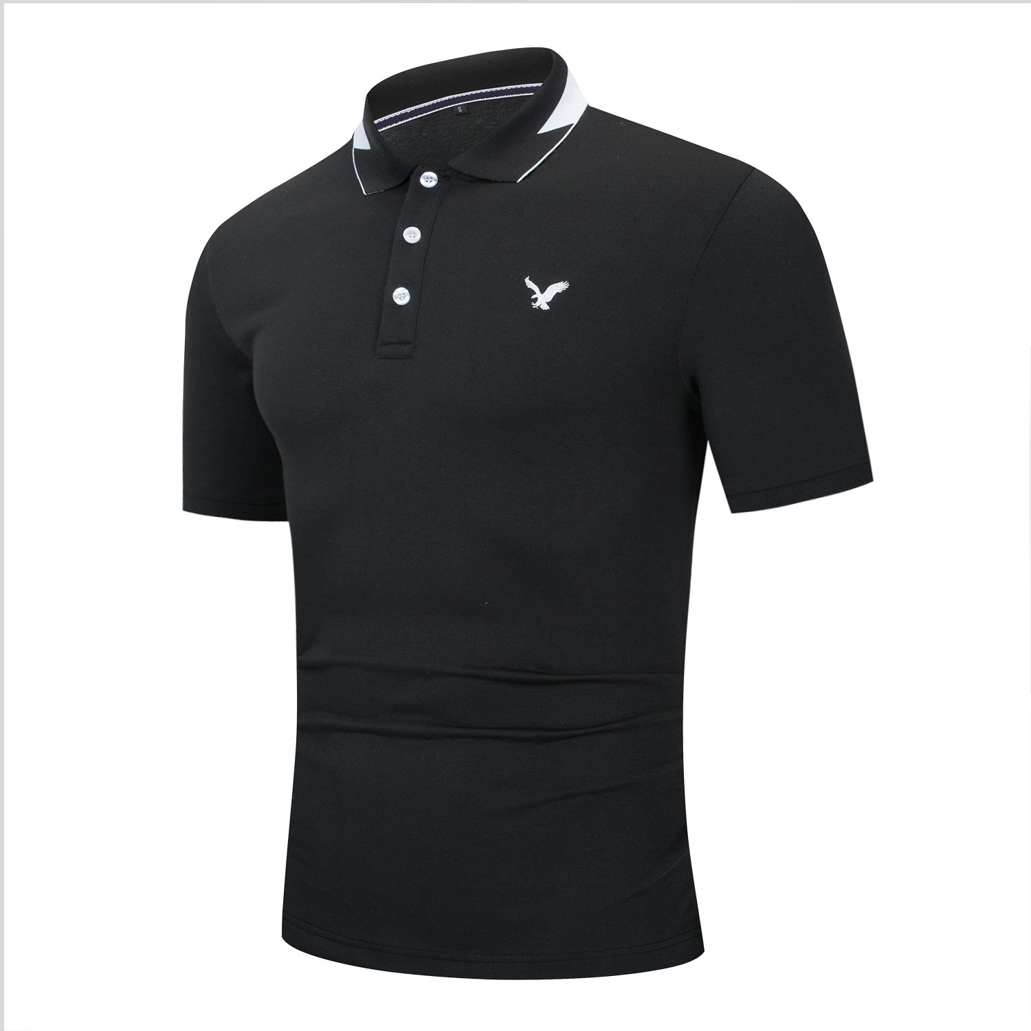 Men's Bird Embroidery Colorblock Collar Polo Shirt