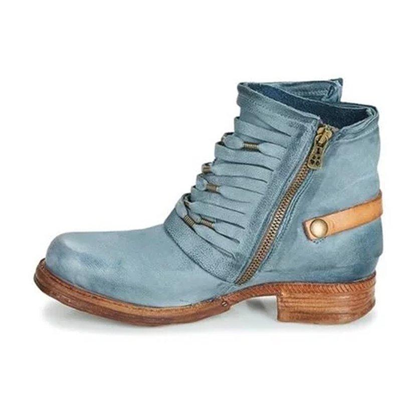 Women Fashion Leather Buckle Hollow Ankle Boots