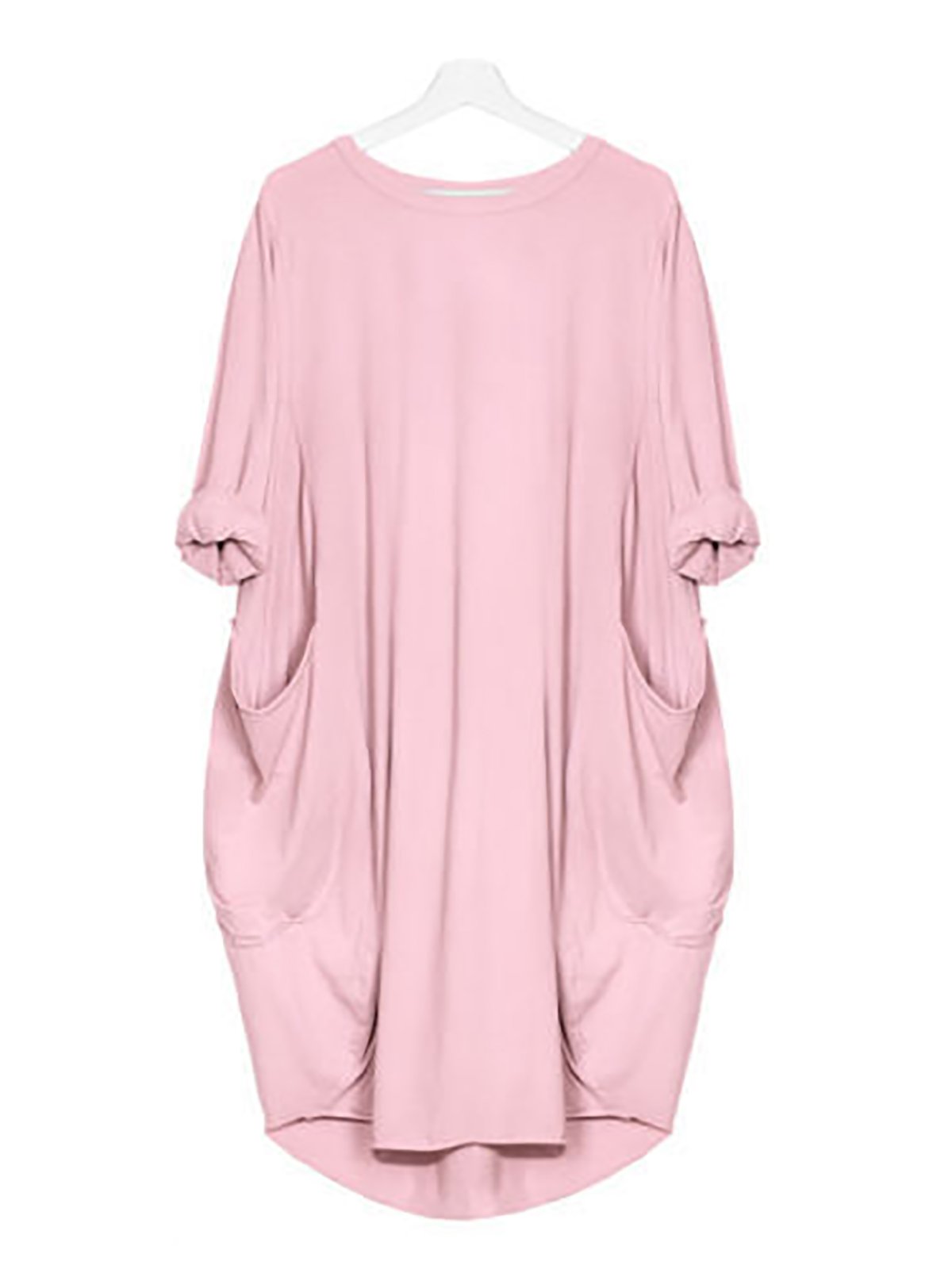 Paneled Elegant Crew Neck Casual Dress