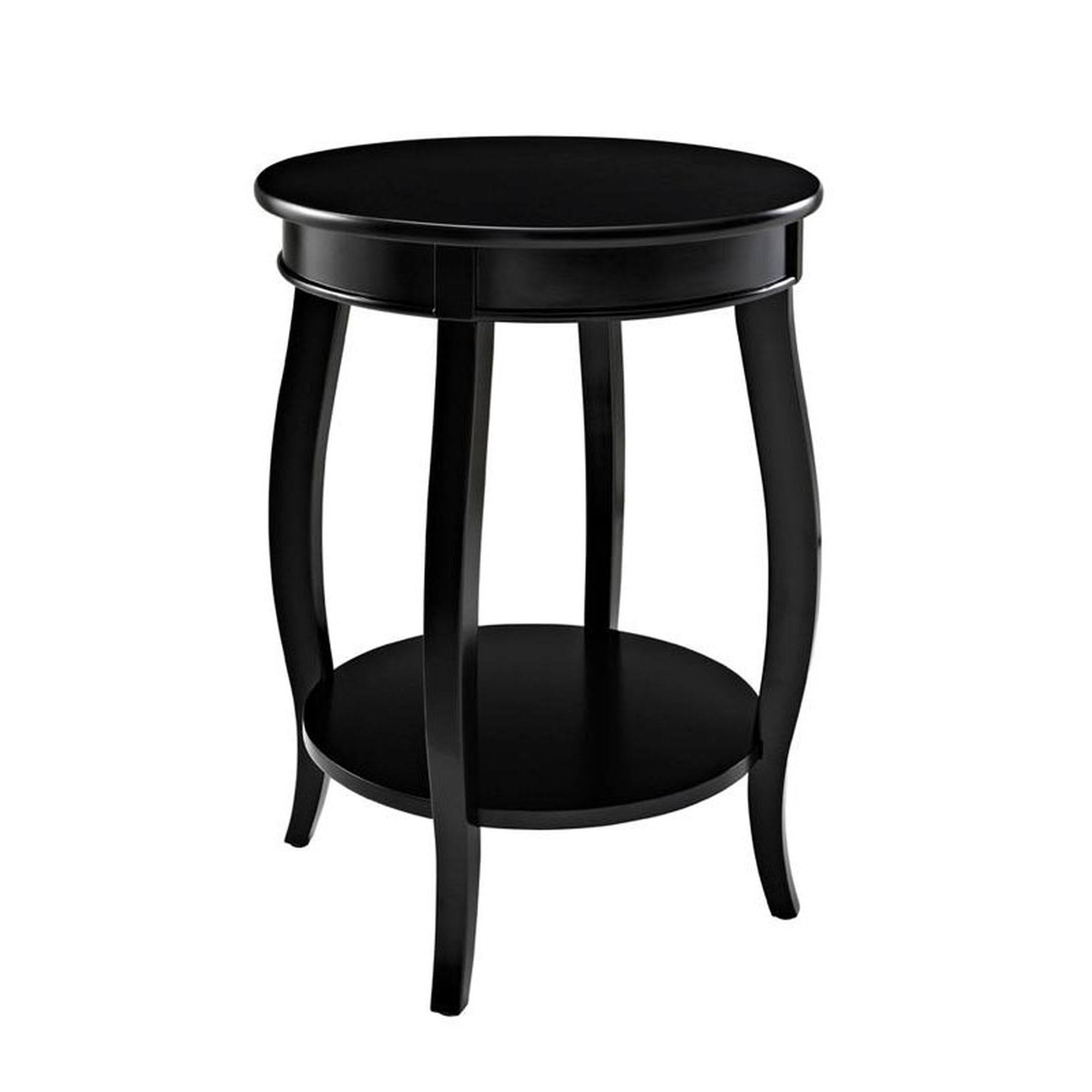 Powell Black Round Table with Shelf