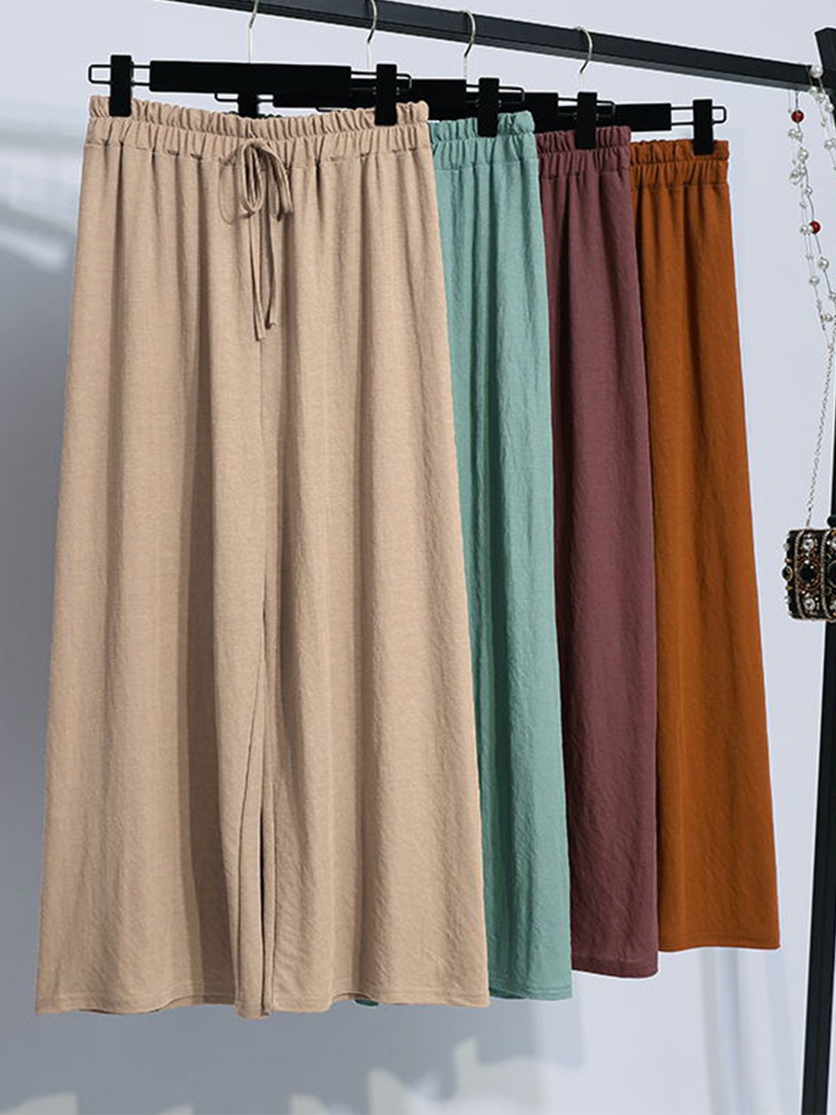 Plus Size Women Cotton Solid Loose Casual Pants