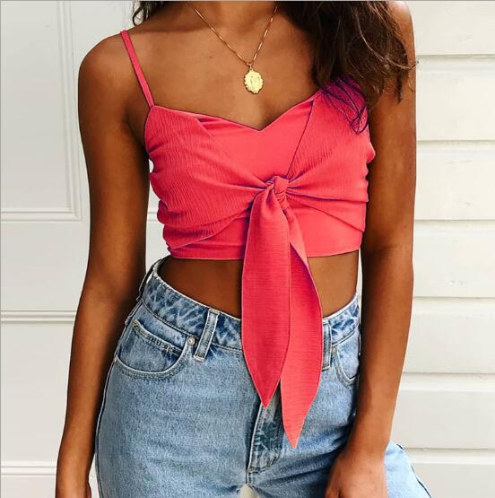 Sexy Tied Front Straps Crop Top