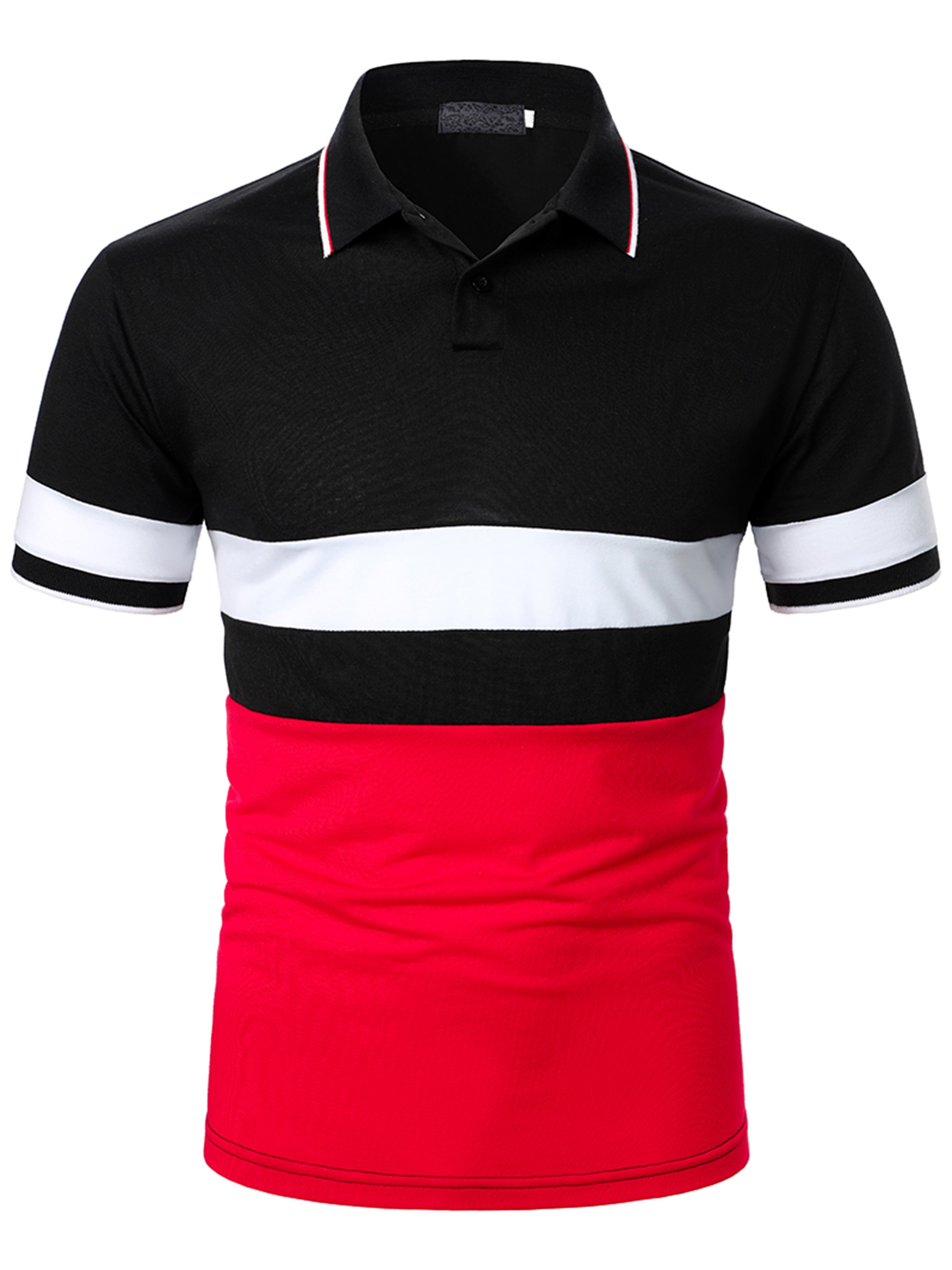 Men's Casual Color Block Polo Shirt
