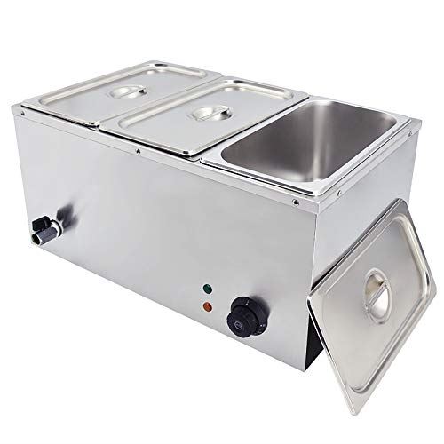 Commercial Food Warmer,3-Pan Electric Bain Marie,110V Stainless Steel