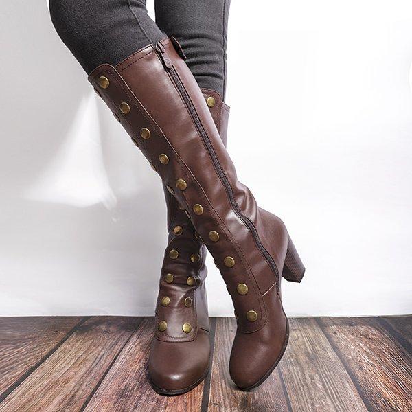 Women Vintage Artificial Leather Boots Retro Cosplay High Martin Boots
