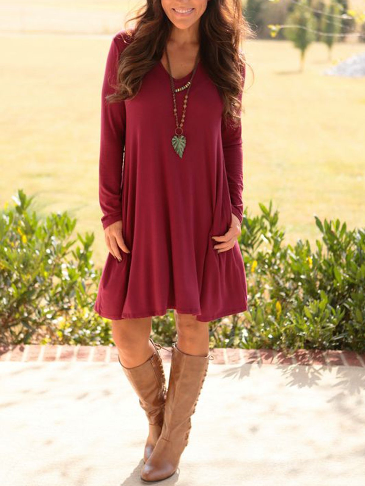 Casual minimalist long sleeve dress