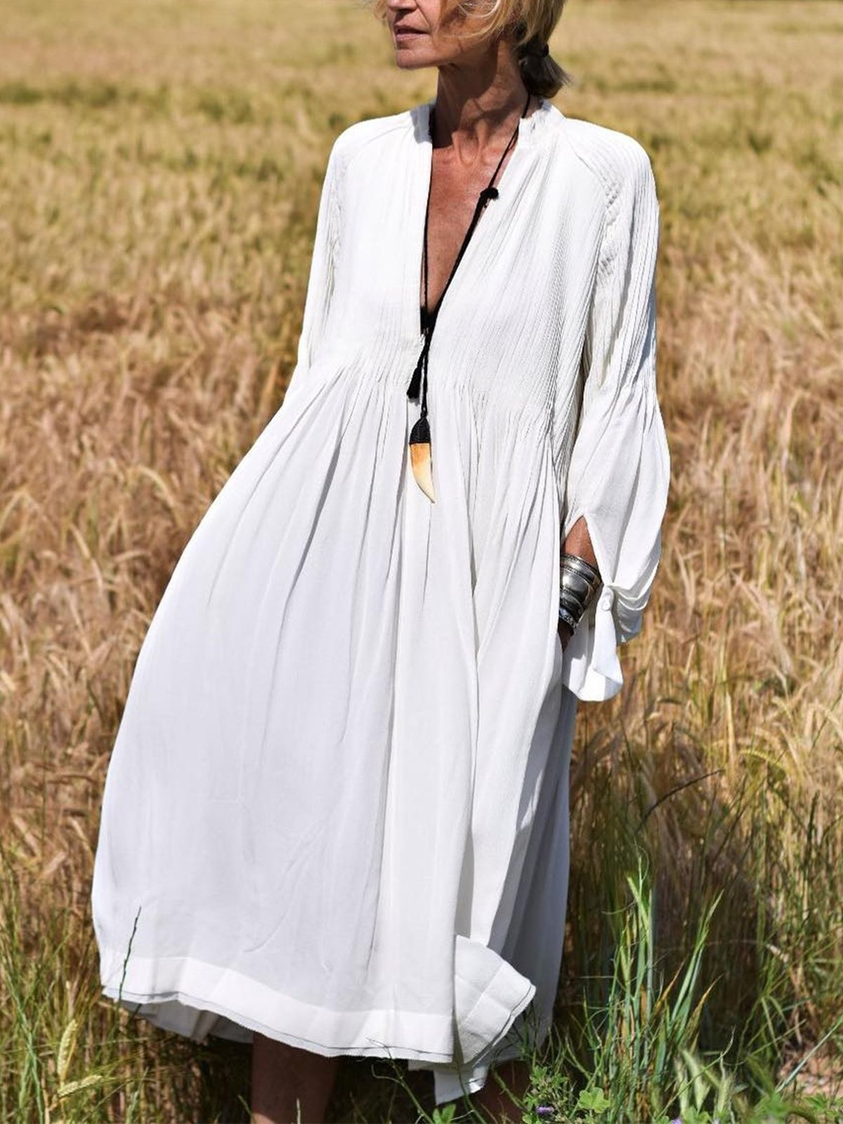Long Sleeve Elegant V Neck Maxi Dresses