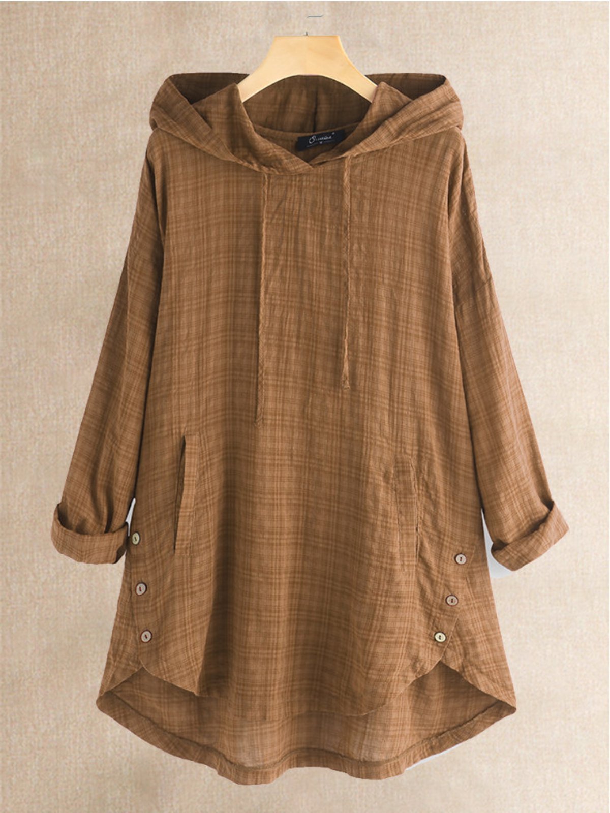 Casual Buttoned Hoodie Shirts & Tops