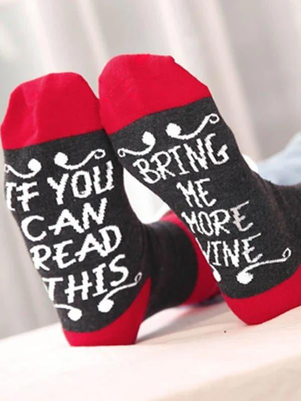 Black Cotton Letter Casual Socks