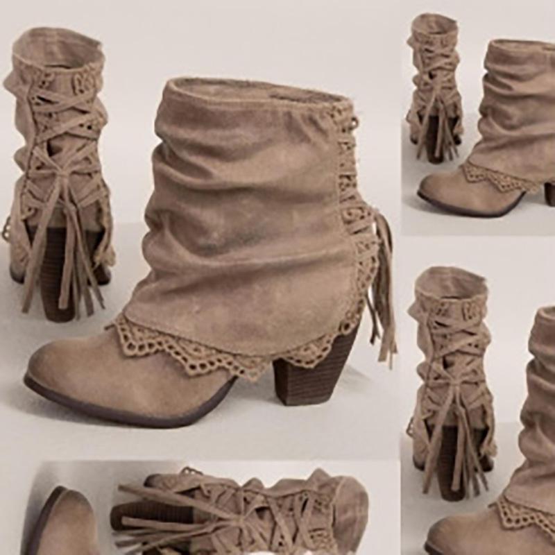 Women PU Booties Casual Comfort Vintage Shoes