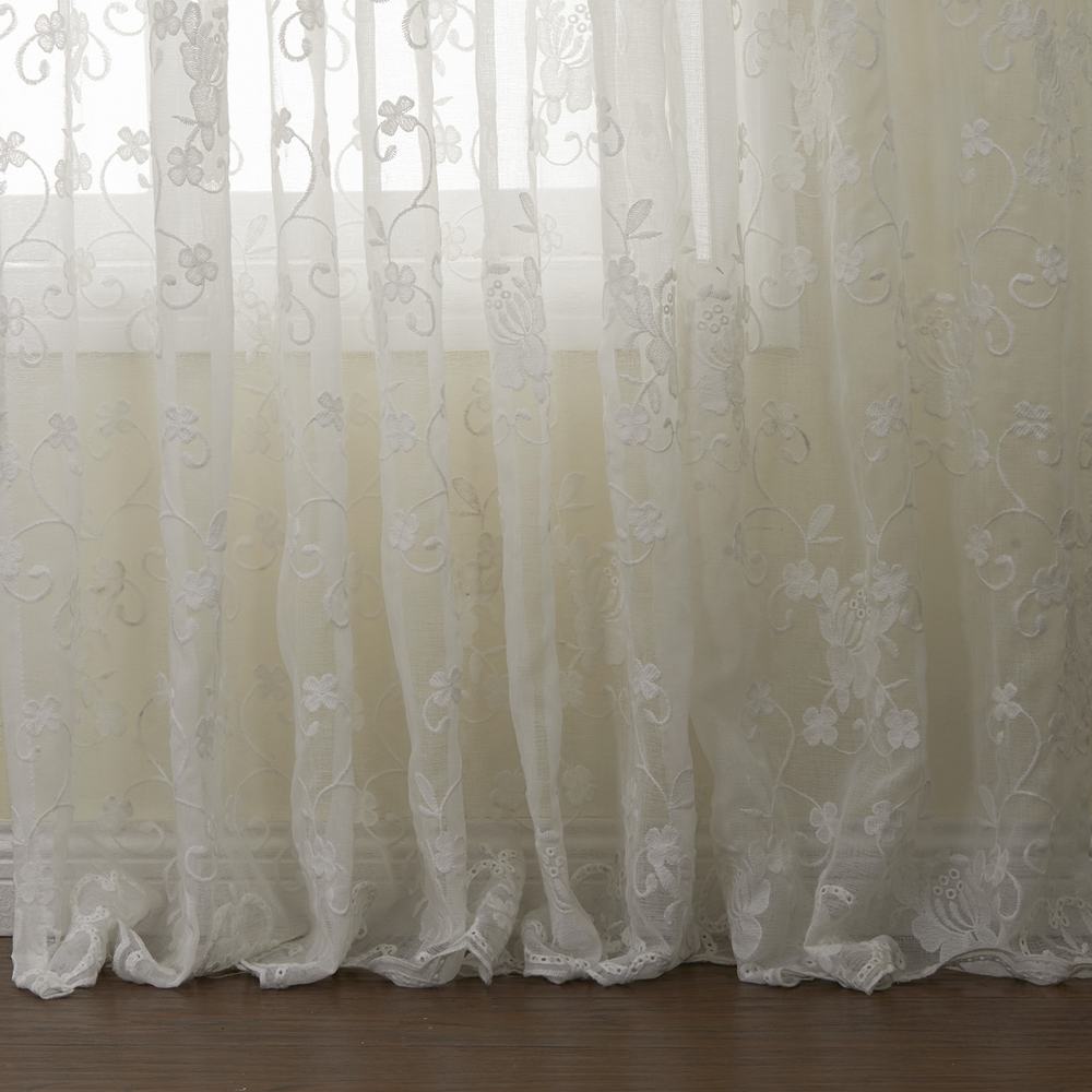 Premium Embroidery Grommet White Sheer Curtain ISLA