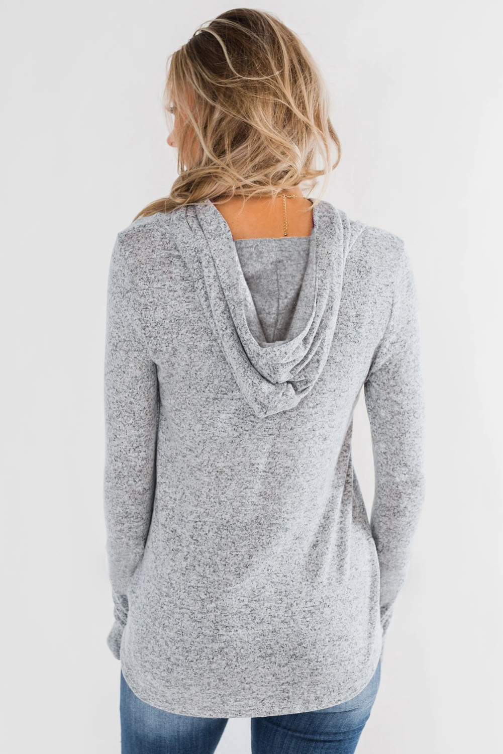 紫色条纹休闲拼色长袖宽松连帽衫