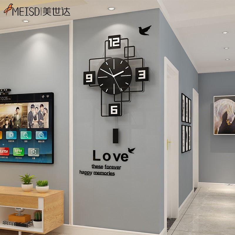 MEISD Decorative Wall Clock Squared Design For Home Decor Living Room