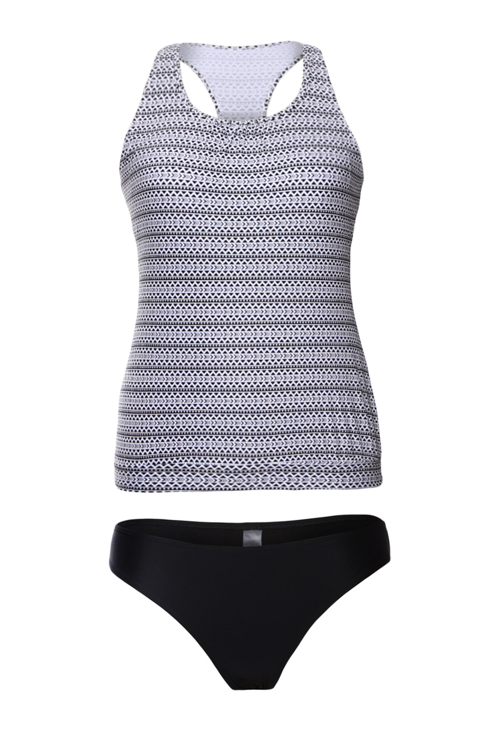 Monochrome Beach Ethnic Print 2pcs Tankini Swimsuit