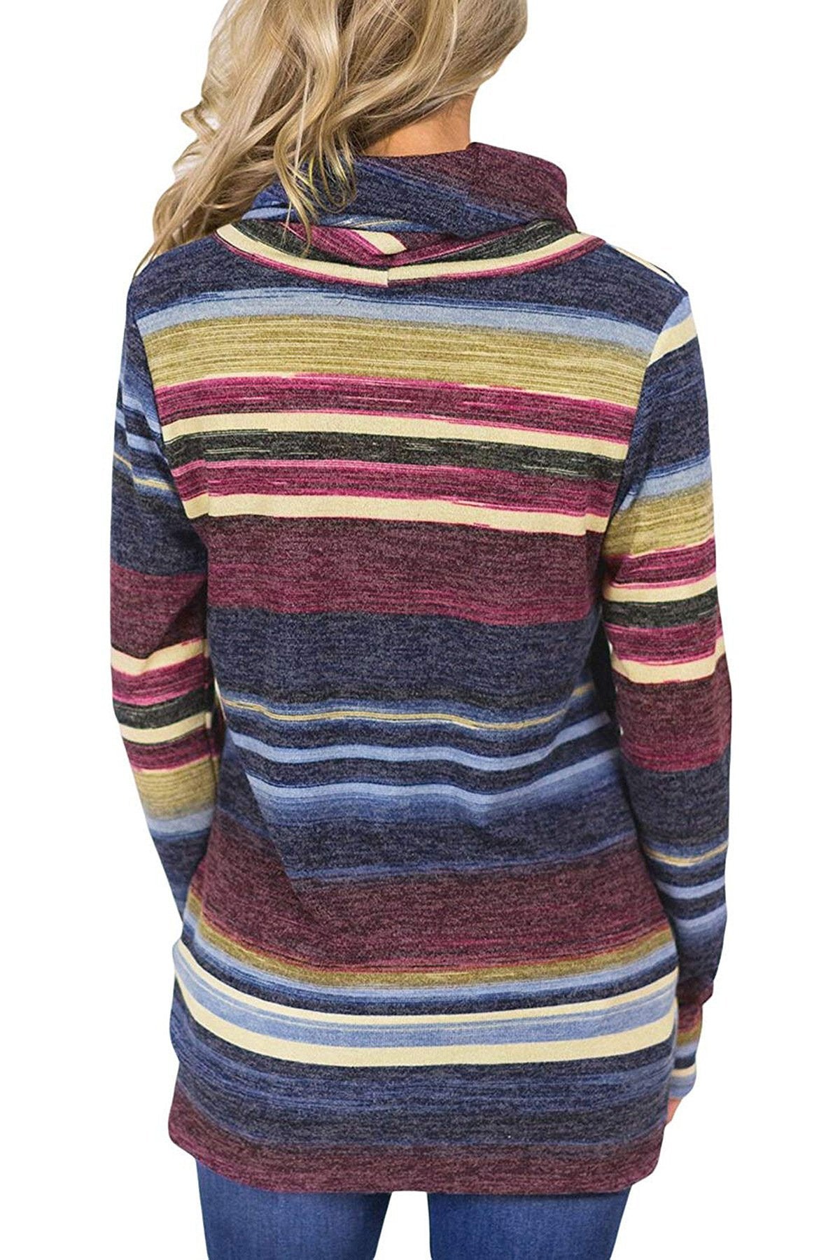 Casual Long Sleeve Striped Cotton Hoodies