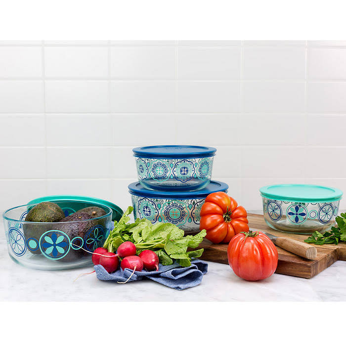 Pyrex Simply Store Decorated Glass Storage 8-Piece Set