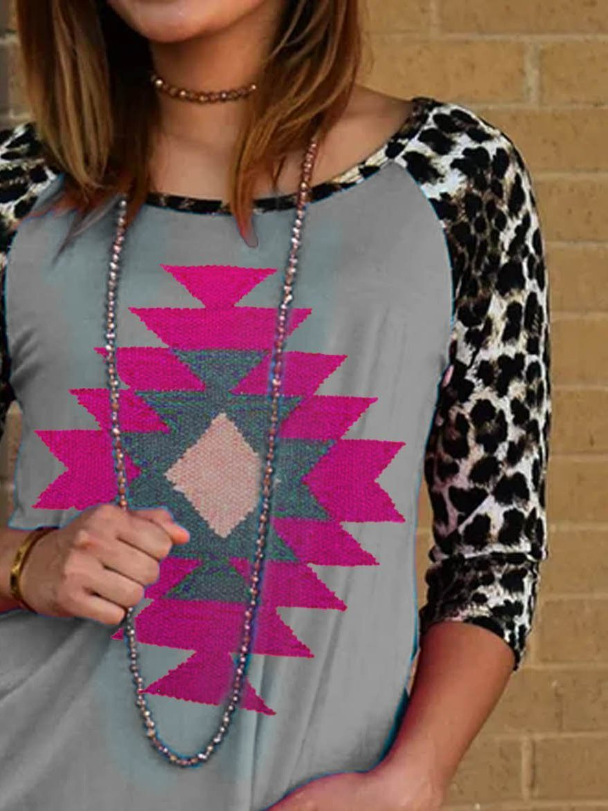Half Sleeve Printed Tribal Vintage Shirts & Tops