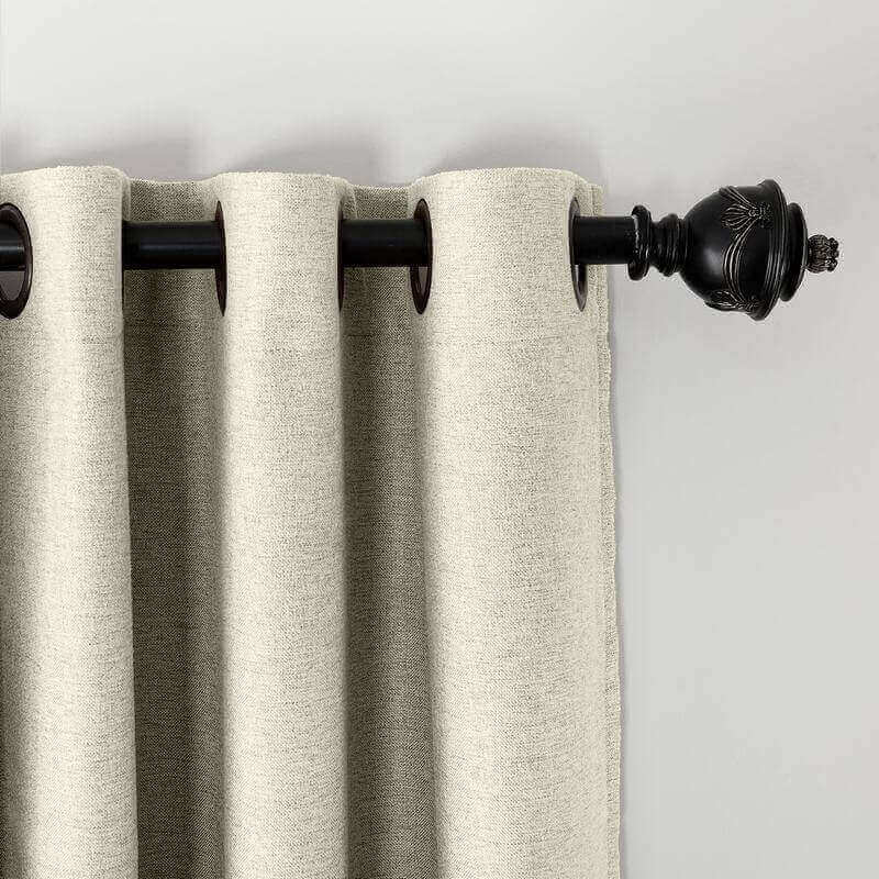 CUSTOM Olive Rock White Luxury Textured Faux Linen Curtain