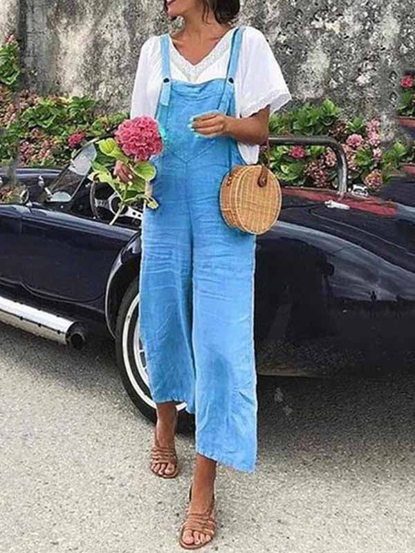 Linen Casual Fashion Strap Jumpsuit