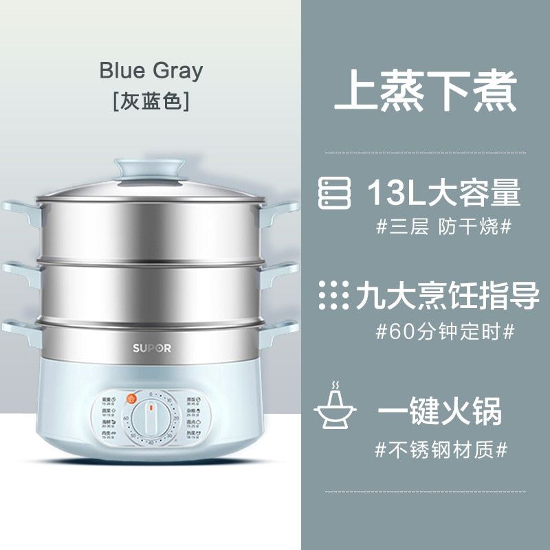 Multi-functional Steam Cooker 3 Layer 304 Stainless Steel Multilayer Electric Food Steamer 220V