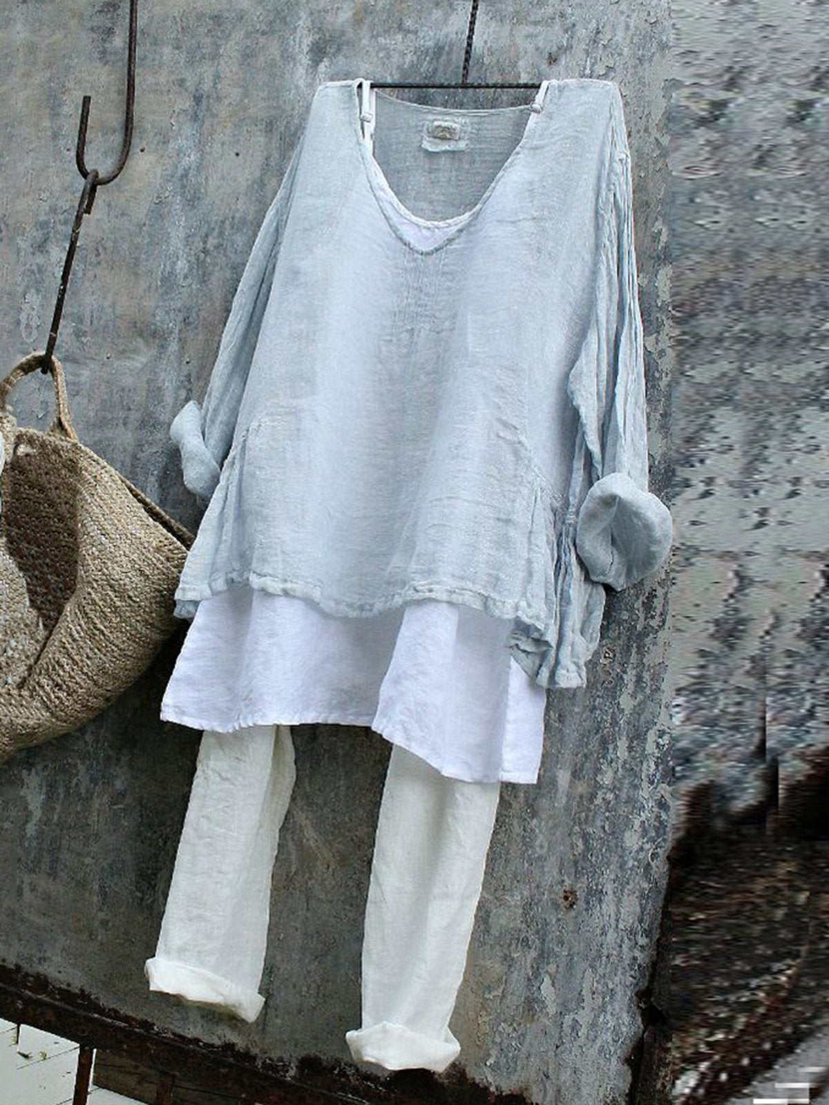 V Neck Long Sleeve Shirts & Tops