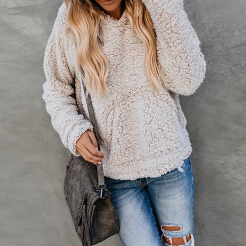 Casual Long Sleeve Plain Hoodies