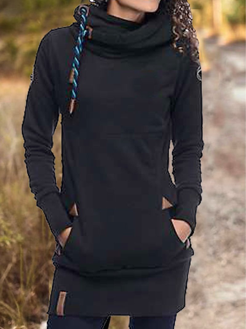 Long Sleeve Turtleneck Jersey Dresses