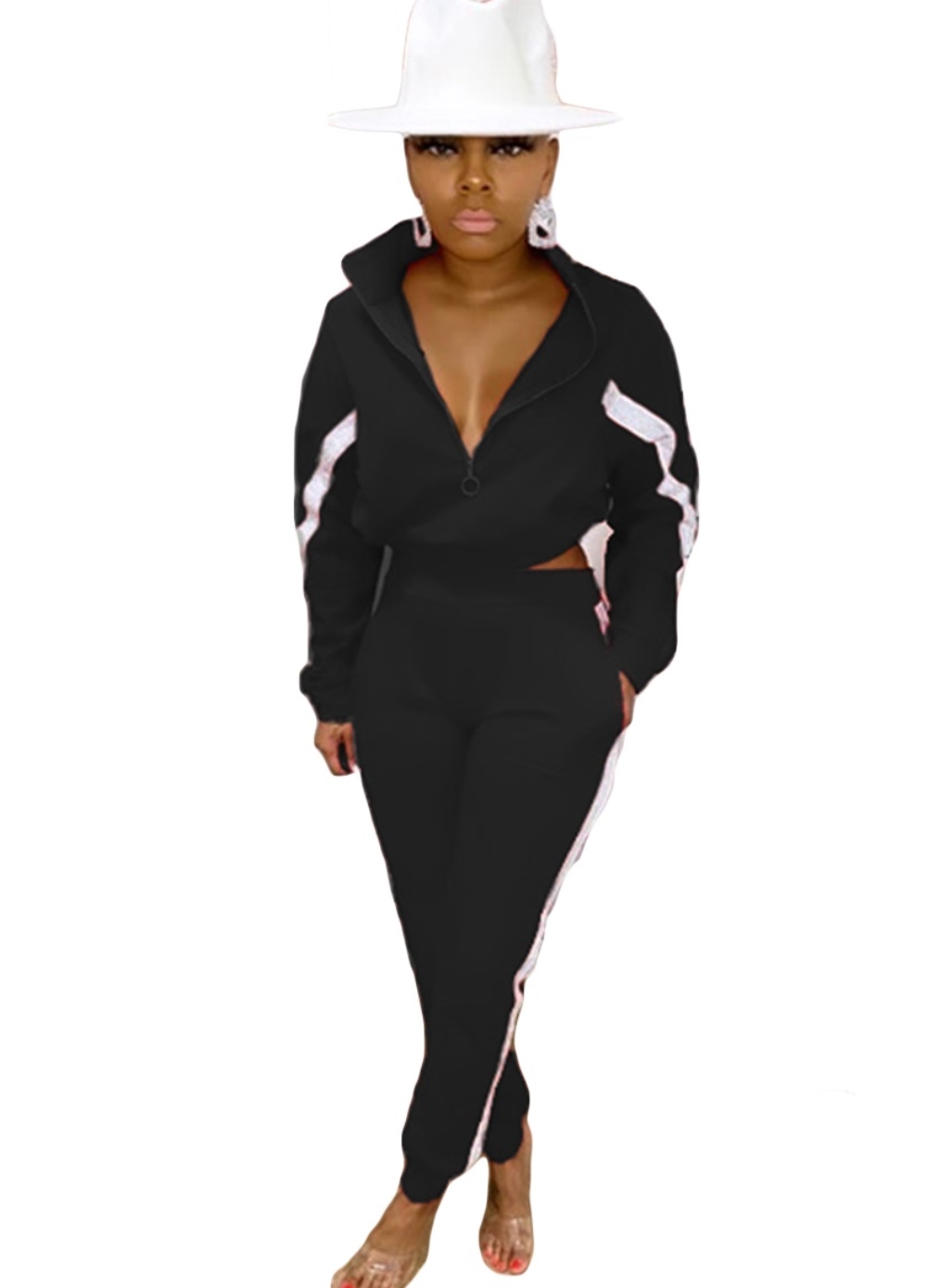 Casual Long Sleeve Crop Top and Track Pants