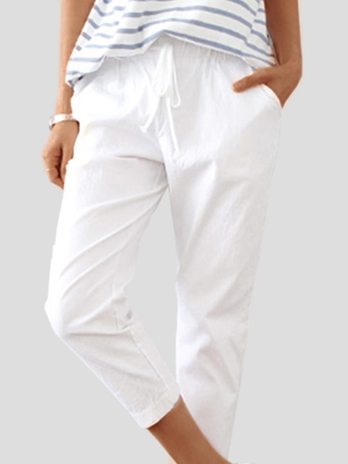 Plus Size Women Plain Casual Pants