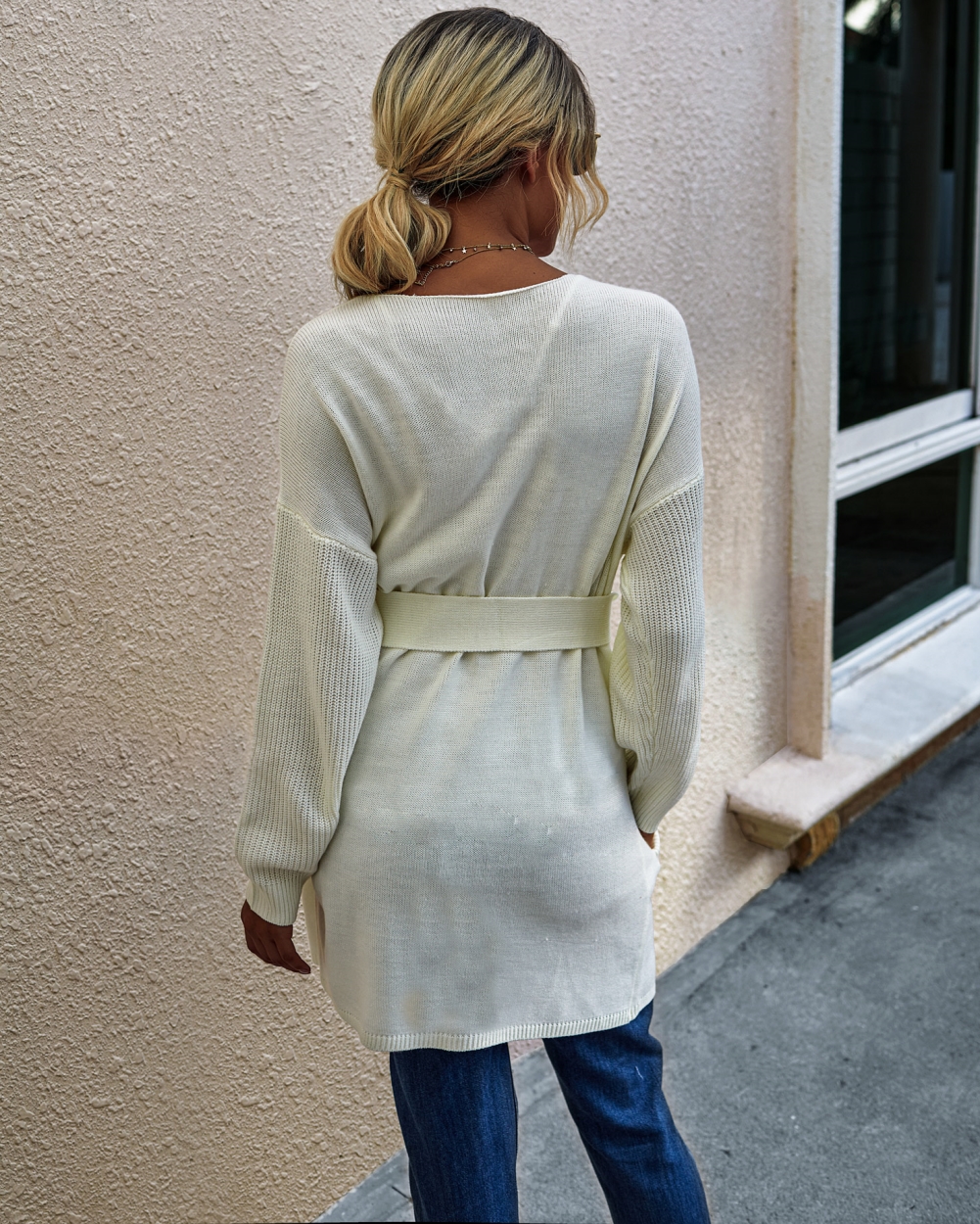 Falls Plain Pocket Cardigans with Belt