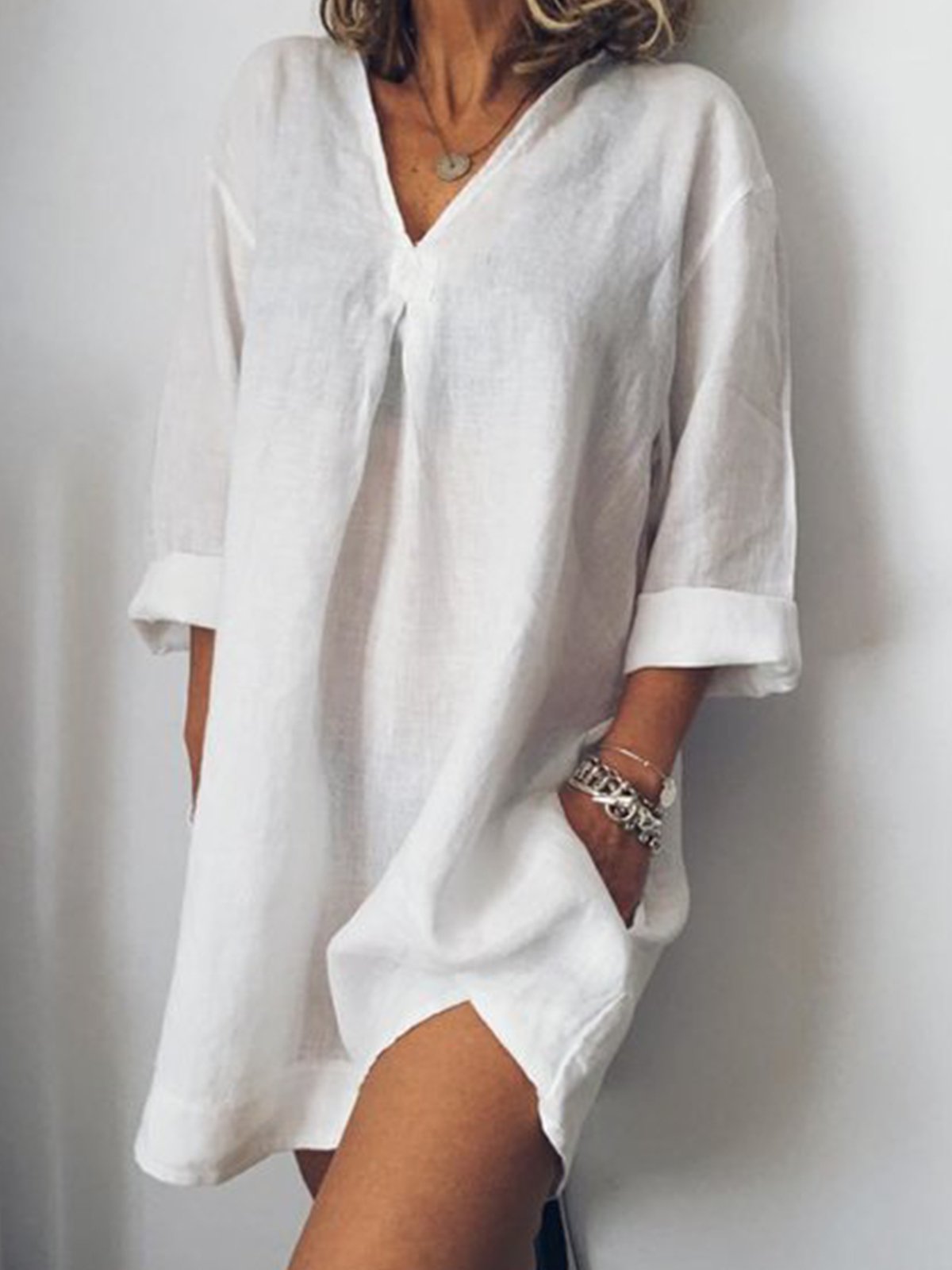 Long Sleeve Linen Casual Tops