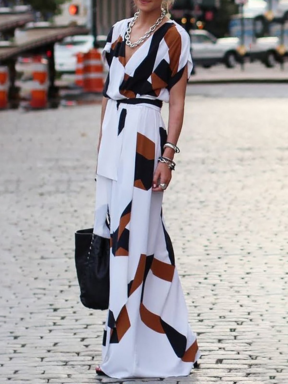 V neck Women Short Sleeve Basic Casual Dress