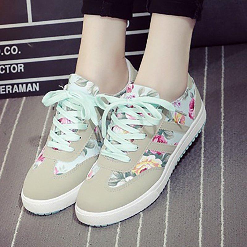 Women Flower Sneakers Casual Sport Plus Size Shoes