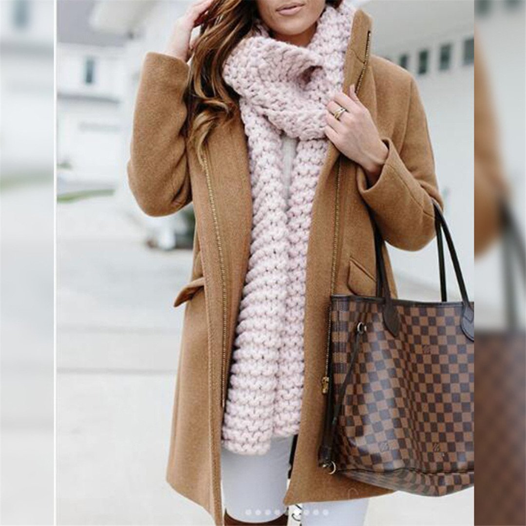 Fashion Temperament Warm Pure Color Coat