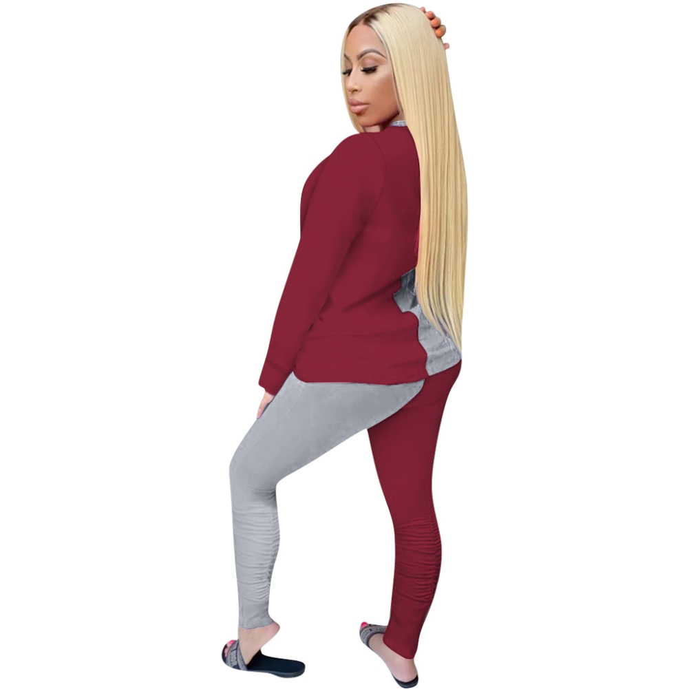 Casual Contrast 2PC Shirt and Pants Set