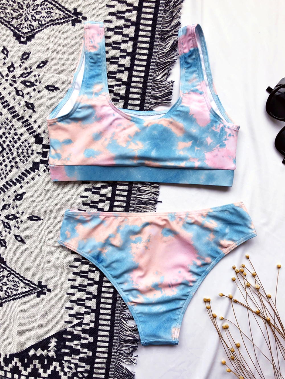 Tie Dye Two Piece Simple Swimwear